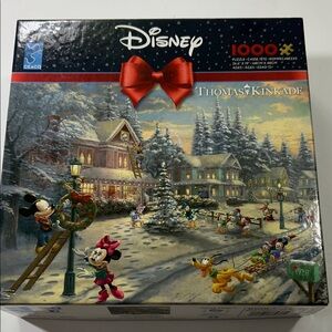Disney Thomas Kinkade Festive Winter Puzzle - Red and Green